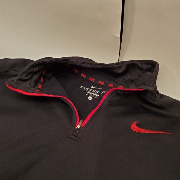 Mens Nike Therma Fit Black Fleece Athletic Track Jacket Size Large L 1/4 Zip - Picture 3 of 6